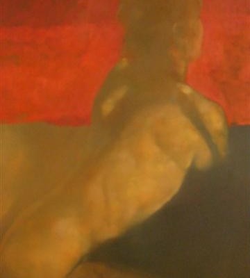 Red Stripe, Nude study in oil by Bill Bate